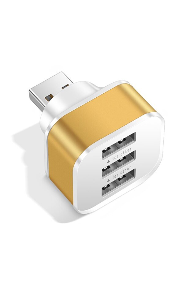 محول USB ذهبي بثلاثة منافذ USB 3 في 1 2.0 متعدد الواجهات USB ملحقات إلكترونيات السيارات