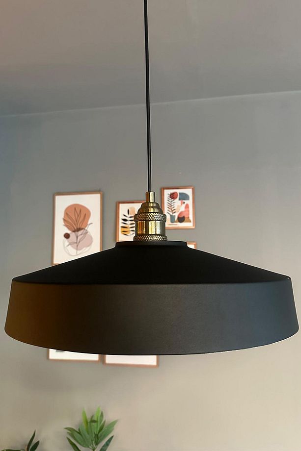Açe Siyah Tekli Eskitme Lale Başlık Avize Retro Sarkıt Ofis Showroom Salon Mutfak Avizeleri - 6