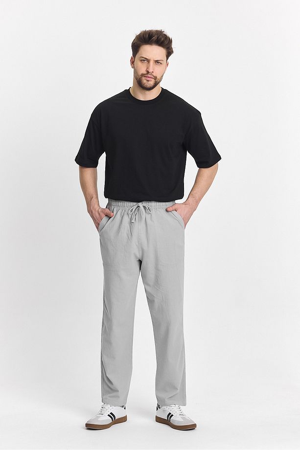 Erkek Gri Renk Regular Fit Basic Pantolon - 5
