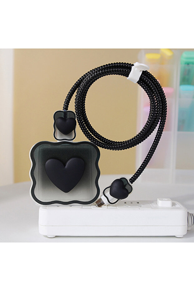05 4 in 1 Love Heart Charger Cable Protector Case For iPhone 15 14 11 16 18w 20w Charging Head Prot