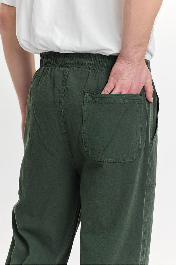 Erkek Haki Renk Regular Fit Basic Pantolon - 4