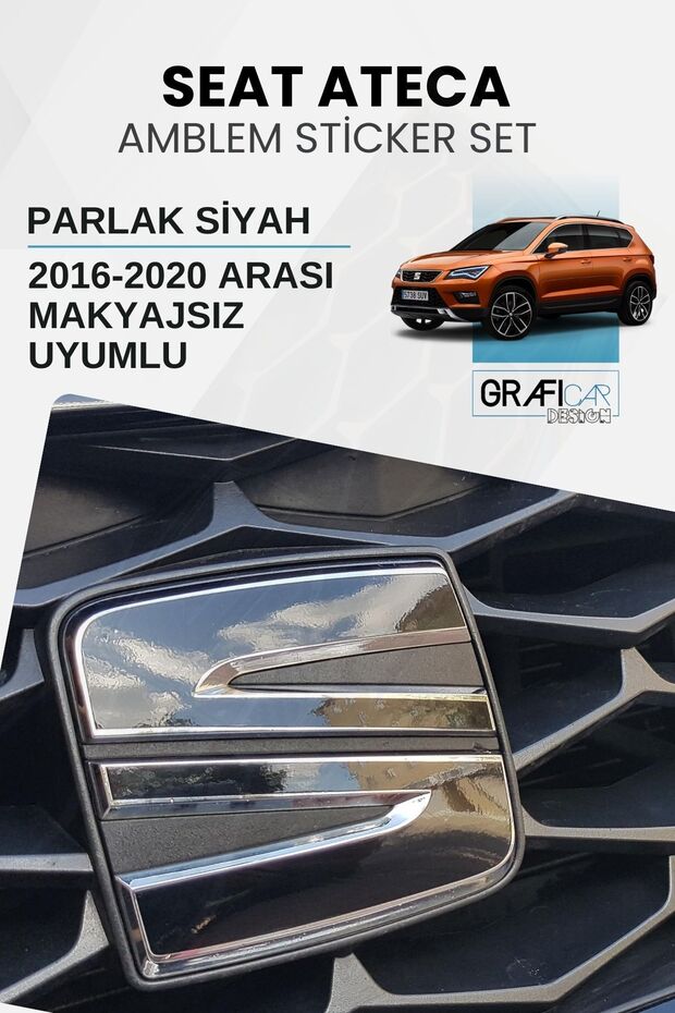 مجموعة ملصقات مطلية بشعار Seat Ateca - متوافقة مع موديلات 2016-2020 بدون مكياج