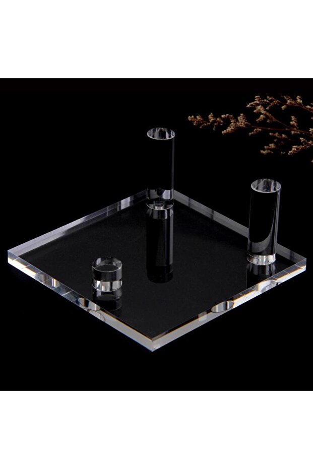 small Clear Acrylic Three-Peg Base Holder Suport Display Stand for Mineral Stones D Crystal Rk Colle