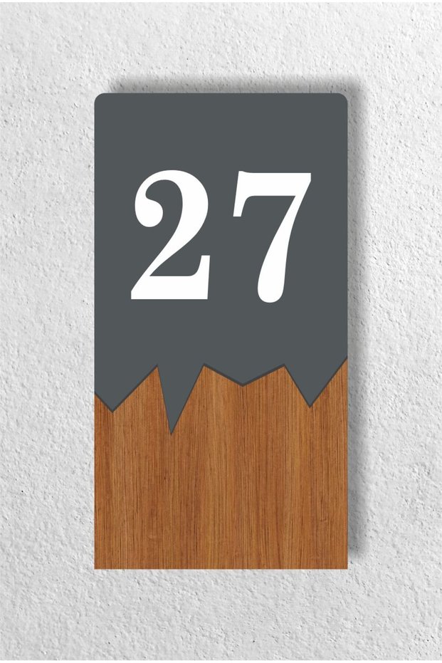 Vertical Laser Metal Composite - Wood Apartment Site -Apartment Hotel Office Door Number - Door No 27