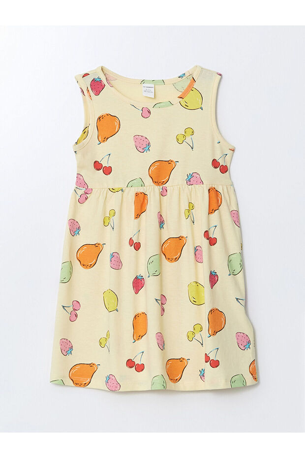 Crew Neck Printed Girl's Combed Cotton Dress