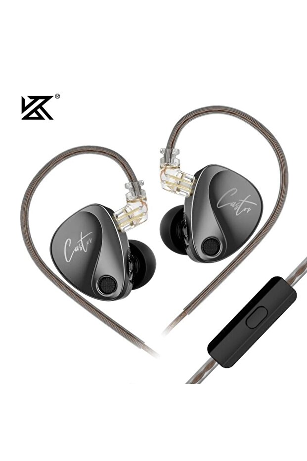 Improved Bass MIC KZ Castor In Ear HiFi Earphone 2DD Dynamic High-end Tunable Balanced Armature Earp