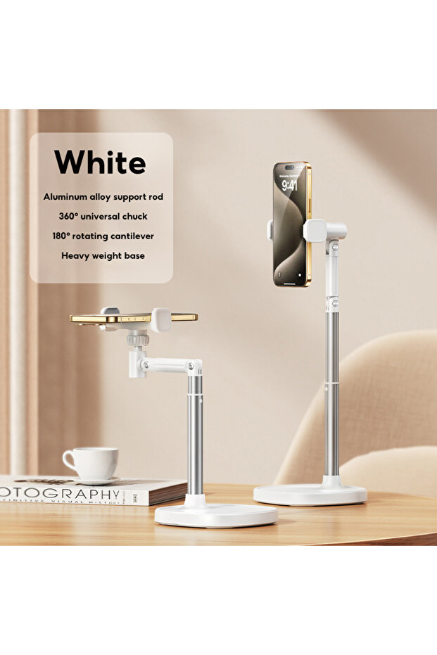 White MoZhao Phone Desktop Stand Live Broadcast Overhead Adjustable Lifting Telescopic Selfie Rotati