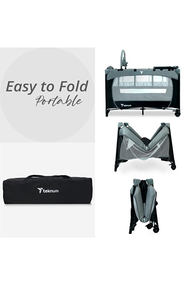 سرير وملعب إكسبلورر باللون الرمادي - 6