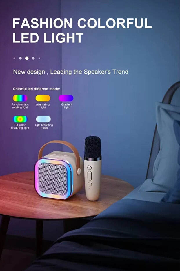 AP-S12 Mavi Karaoke Hoparlör 5W Tf Kart/Usb/Tws Mikrofonlu RGB Bluetooth Speaker Hoparlör - 8