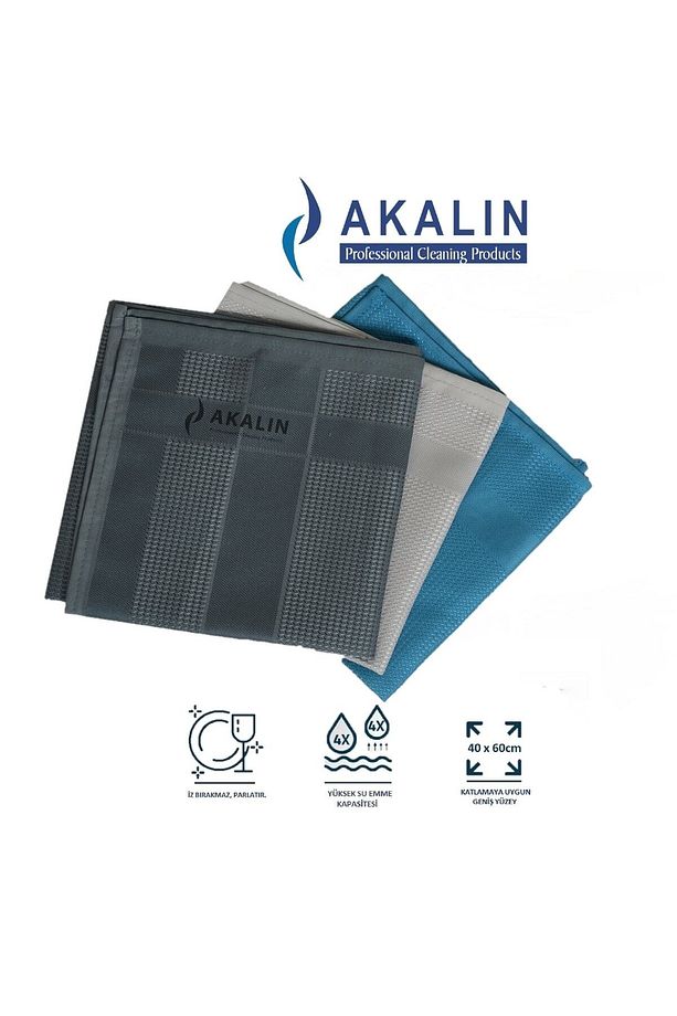 Orijinal 3'lü Profesyonel Mikrofiber Temizlik Bezi - Ithal Ürün - Tek Dokunuş Tüm Renkler Gri - 1