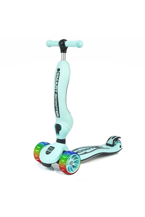 Smart Oturaklı Çocuk Scooter 3 Tekerlekli Led Işıklı Scooter Yükseklik Ayarlı - Su Yeşili - 2