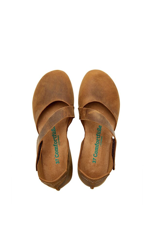 Kadın Taba Crazy Deri Anatomik Mantar Tabanlı Babet - 6