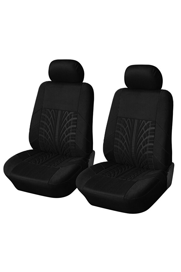 Black Fashion Front Car Seat Covers Car Accessories Tire Track Embossed Styling Durable Comfortable