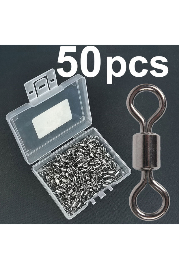 50 or 100 Pcs 钓鱼桶轴承滚动旋转带盒实心环路亚连接器鲤鱼钓鱼... - 1