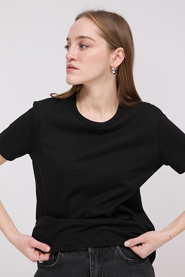 Bisiklet Yaka Basic T-shirt P4322 - 4