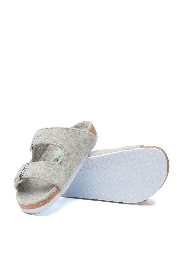 Unisex Gri Yün Anatomik Mantar Tabanlı Terlik - 4