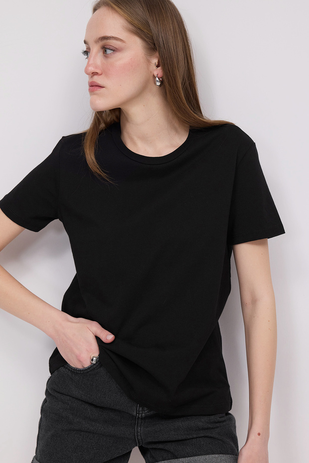 Bisiklet Yaka Basic T-shirt P4322 - 6