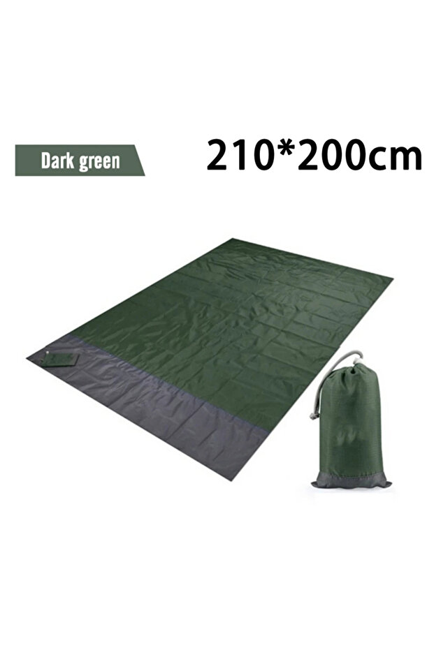 200cm x 210cm Dark green gray Waterproof Beach Mat Extra Large Outdoor Camping Mat Blanket Folding S