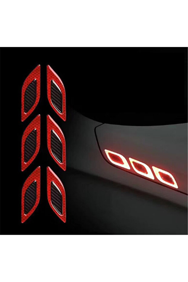 Red 6pcs/set Car Reflective Stickers Anti-scratch Safety Warning Sticker For Truck Auto Motor Exteri