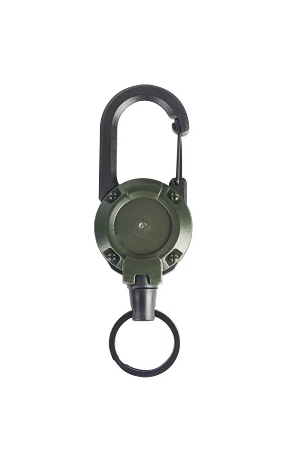 1PCS Army green Retractable Heavy Duty Pull Reel Carabiner Key Chains Strong Steel Wire Rope Buckle