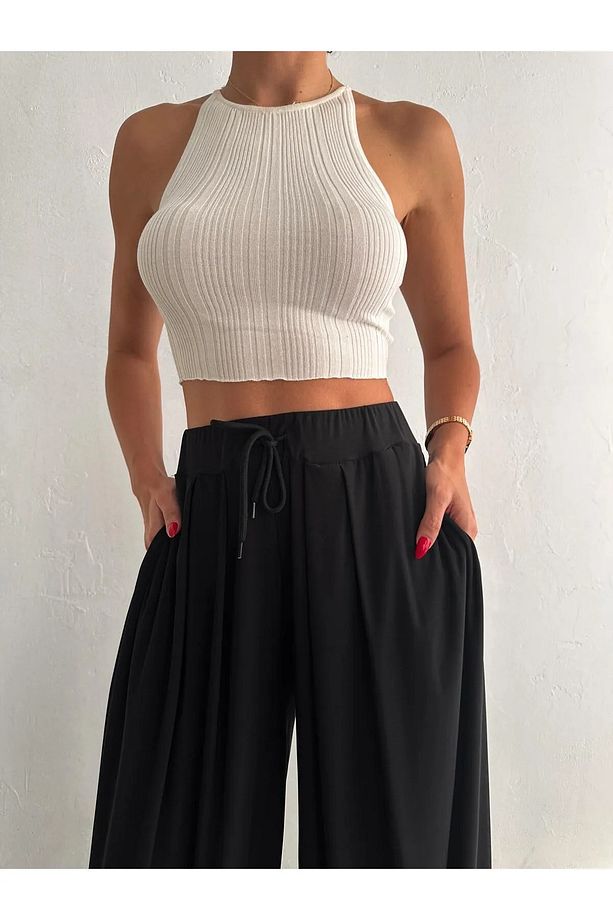 MODAL KUMAŞ YUMUŞAK DOKU ŞALVAR PANTOLON - 4