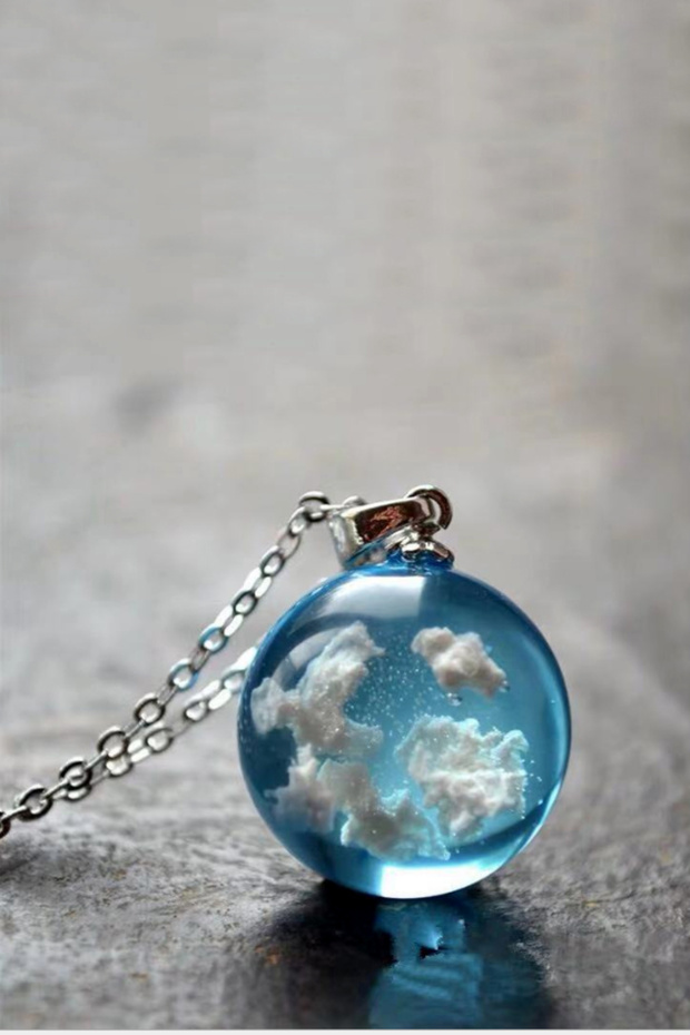 3 Boyutlu Mavi Bulut Kadın Kolye eg08 - 1