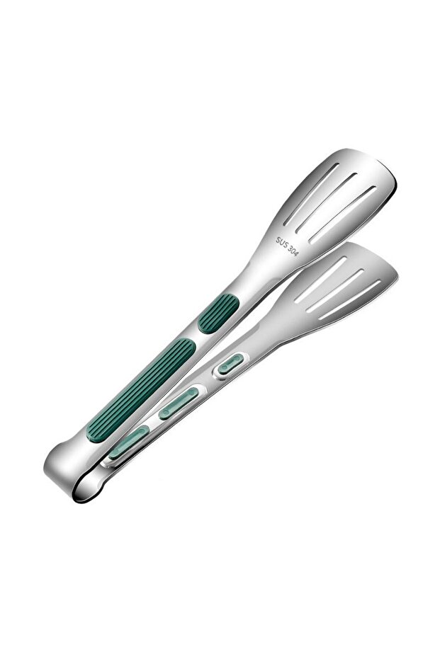 304 Steel 23 cm Silver Kitchen Steak Barbecue And Bread Tongs cin627