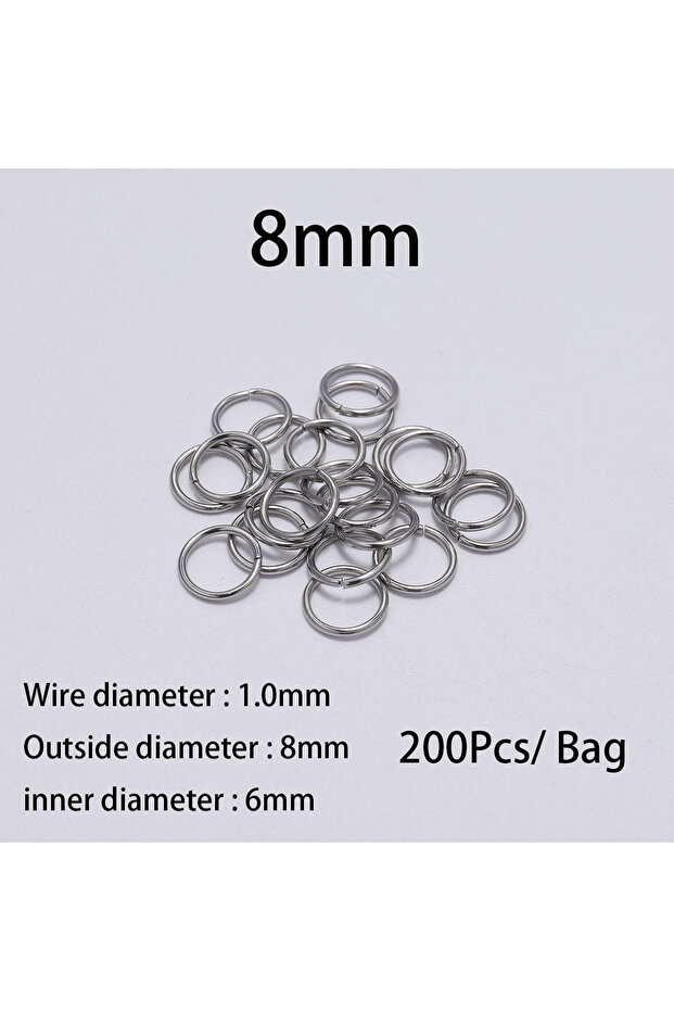 1.0 x 8mm 200pcs 30-200Pcs 3-25mm Stainless Steel Split Ring Open Single Loops Jump Rings Connector