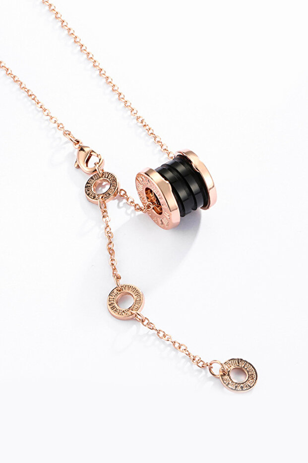 Black Rose Cap with Roman Numerals. Women's Necklace Eg78Sy