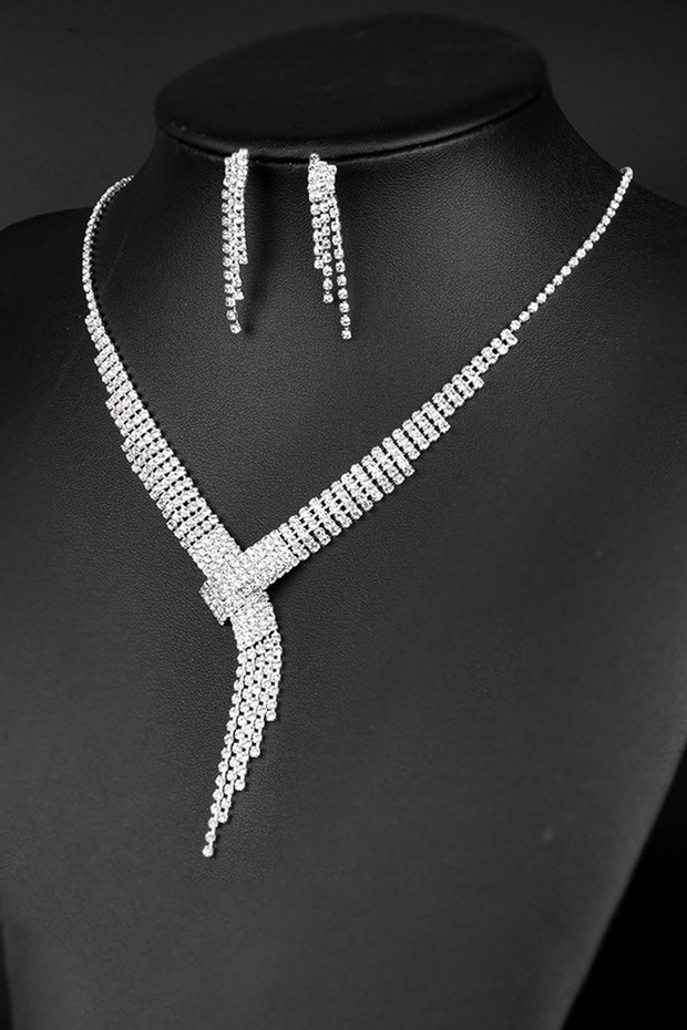 Wedding Engagement Henna Zircon Stone Women's Necklace Earring Set Es08