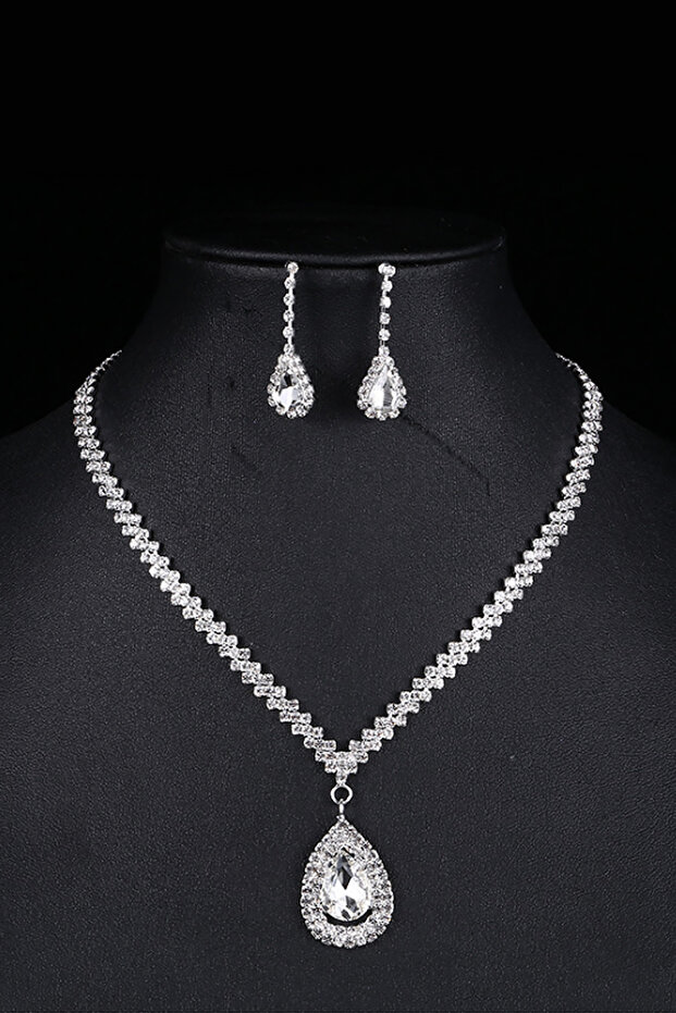 Wedding Engagement Henna Drop Jewelled Necklace Earring Set Eh93