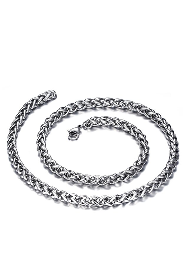 Auger 6 Mm. 55 Cm. Steel Men's Chain Necklace Cy82