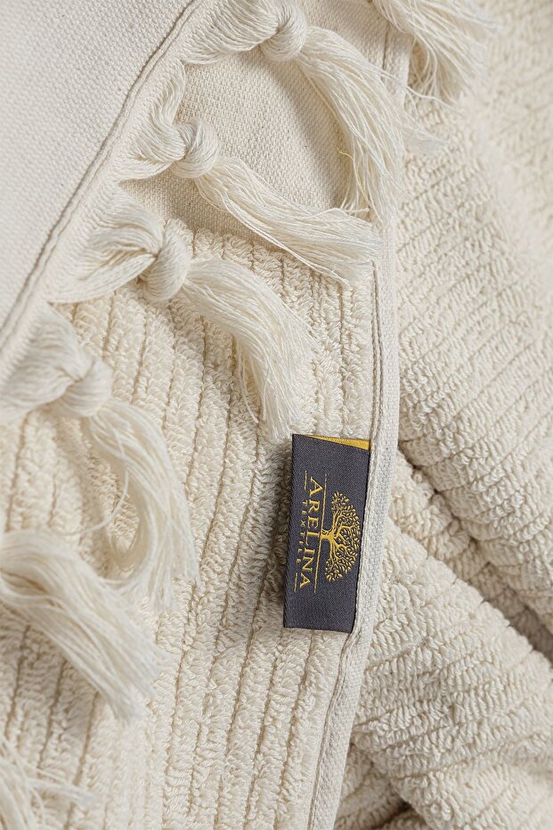 100% Cotton 90x150 Rib Pattern Ecru Bath Towel