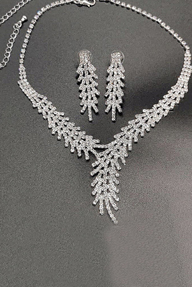 Wedding Engagement Henna Drop Jewelled Women's Necklace Earring Set Eg89