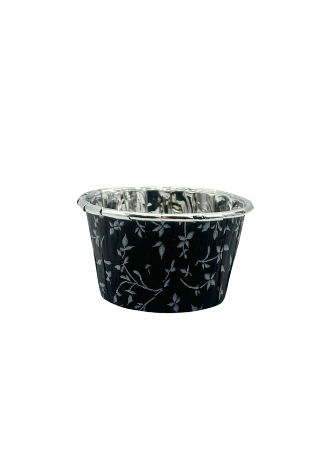 Black Leaf Patterned Silver Muffin Cake Capsule 50Pcs - V - 3