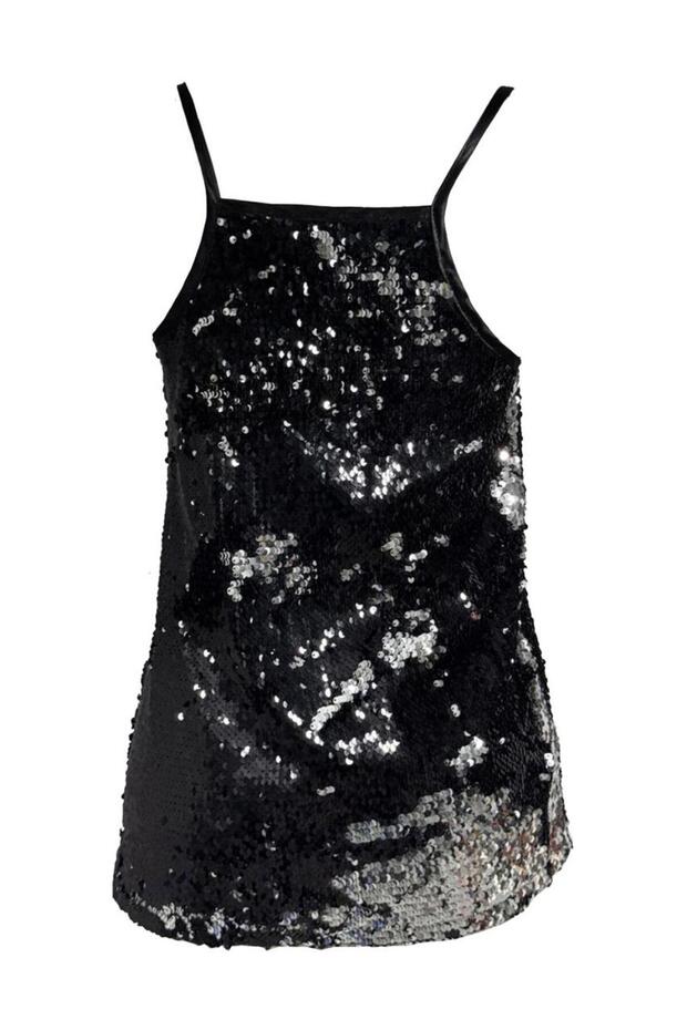 SİYAH SILVER ASKILI BLUZ - 2