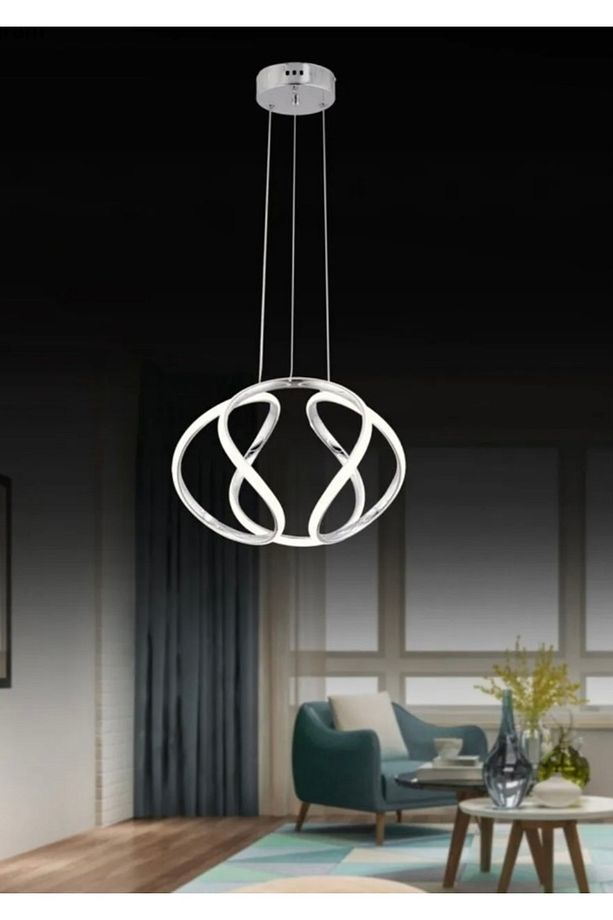 Pekin krom modern sarkıt ledli avize 3 renk salon hol - 2