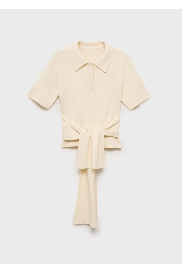 Kurzärmliger Pullover mit Knotendetail - 3