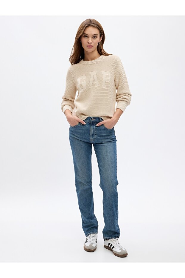 Kadın Krem Gap Logo Kazak - 1