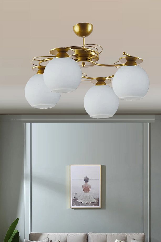 MODERN İLAY CAMLI AVİZE SALON OTURMA YATAK ODASI DÖRTLÜ AVİZE - 1