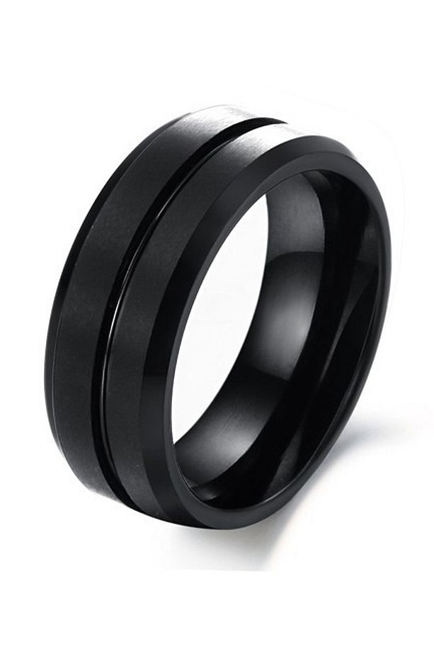 Erkek Mat Siyah Fırçalanmış Tungsten Yüzük Dm76 - 1