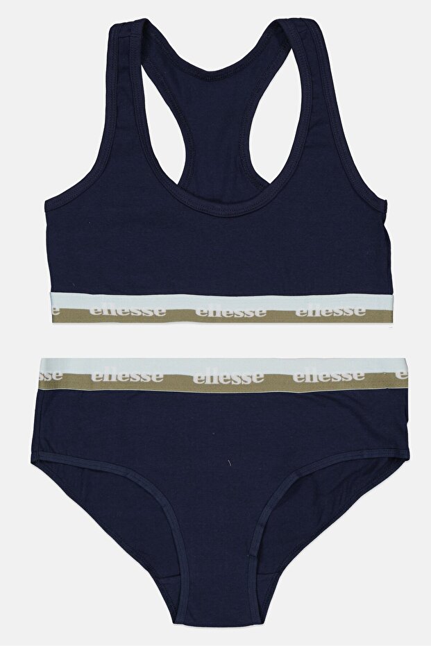 Women 2 Pieces Non Padded Bralette And Underwear Set, Navy