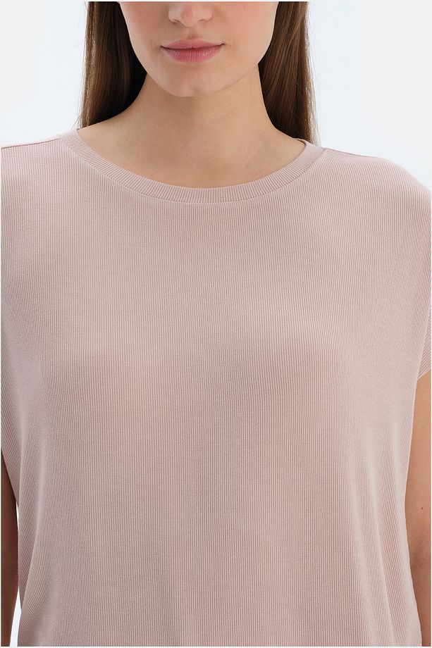 Açık Pembe Bisiklet Yaka Jogger Paça Viskon Kaşkorse Pijama Takımı - 5
