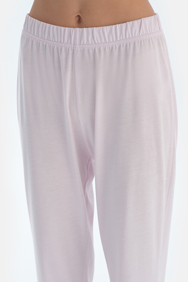 Pembe Metraj Desenli ve Düz Ikili Pijama Altı - 4