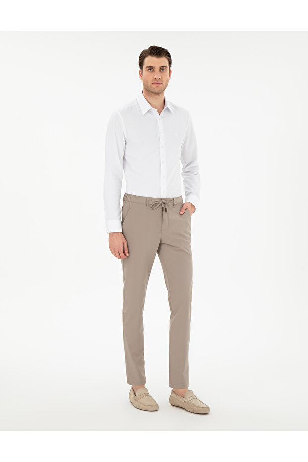 Mink Slim Fit Flexible Jogger Canvas Trousers 50305839-Vr052