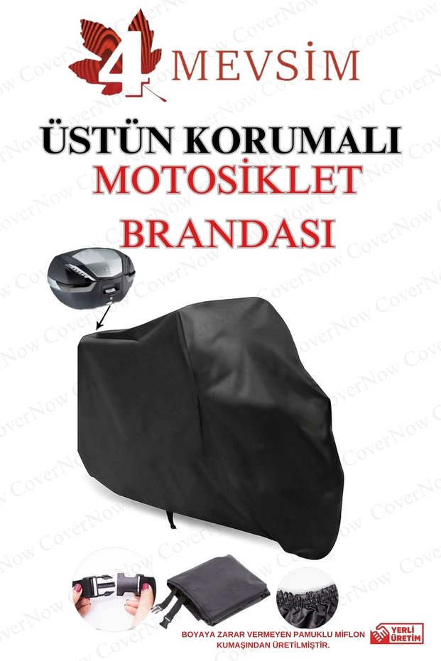 Covernow Black Rear Bag for Yamaha Tmax 530 Compatible Motorcycle Tarpaulin Waterproof Durable Fabric