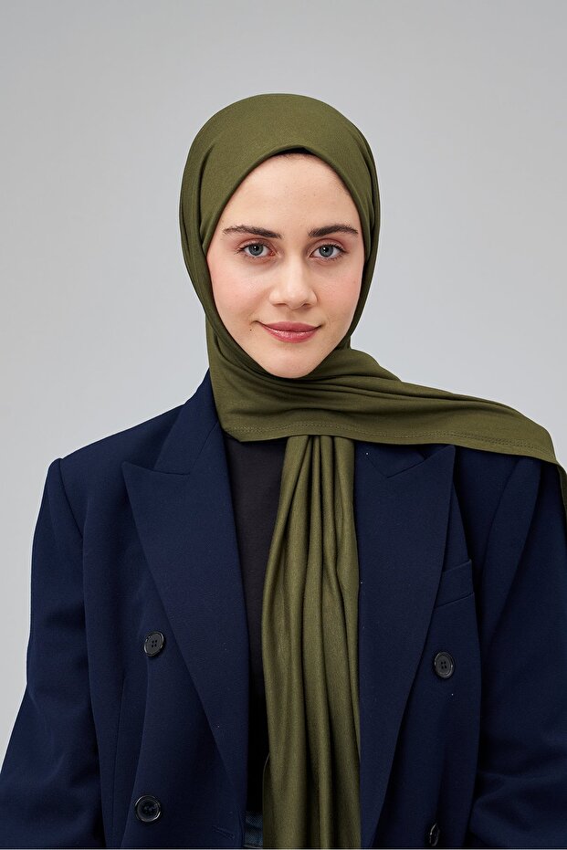 شال قطن ممشط لون كاكي