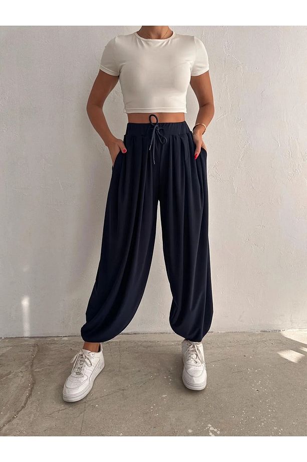 MODAL KUMAŞ YUMUŞAK DOKU ŞALVAR PANTOLON - 4