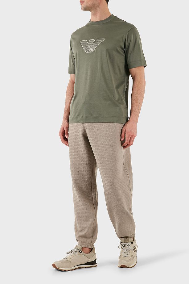 Jakarlı Streç Pamuklu Regular Fit Yüksek Bel Lastikli Paça Jogger Pantolon Erkek PANT - 2