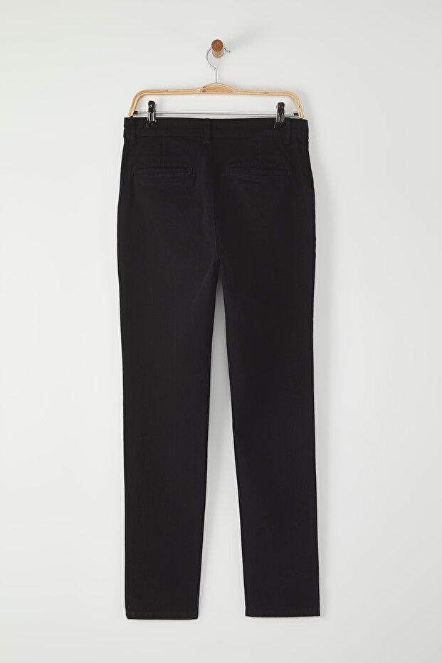 Siyah Slim Fit Basic Chino Esnek Gabardin Pantolon TMNSS25PL00018 - 11